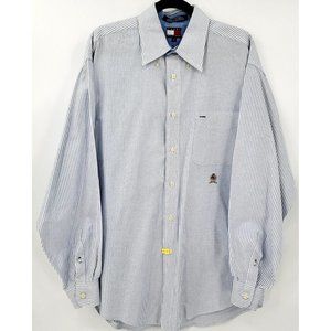 Tommy Hilfiger Vintage Crest Men Medium Pinstripe Long Sleeve Button Down Shirt